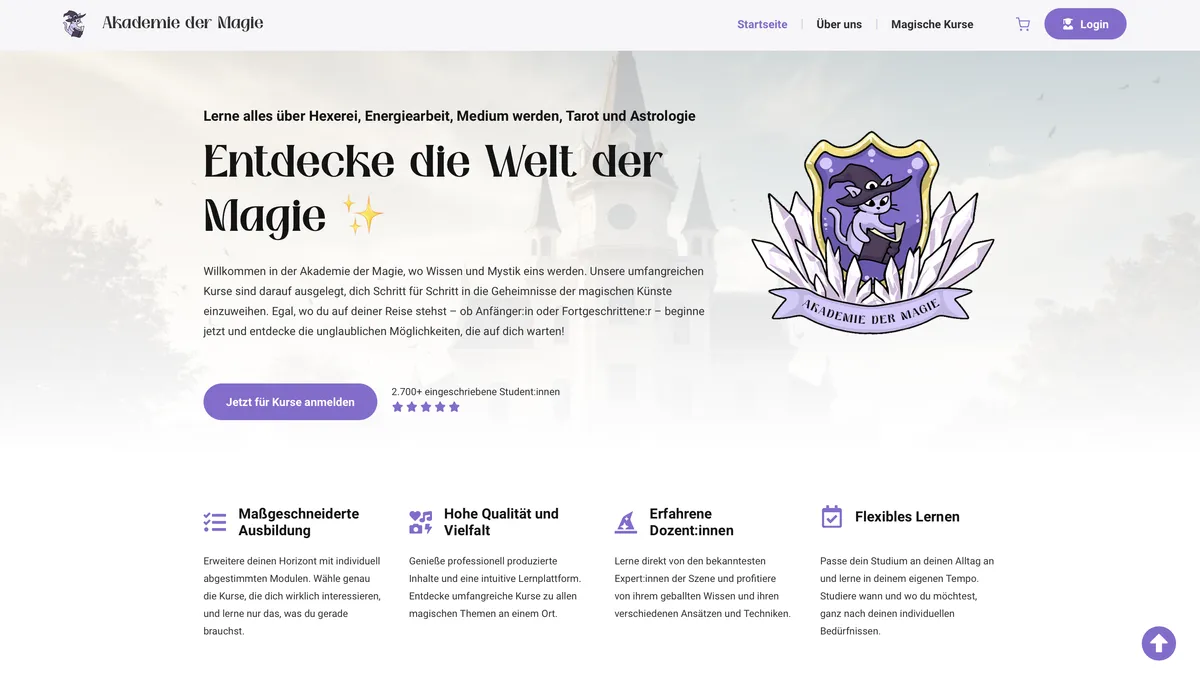 Akademie – Magic Course Selling Website